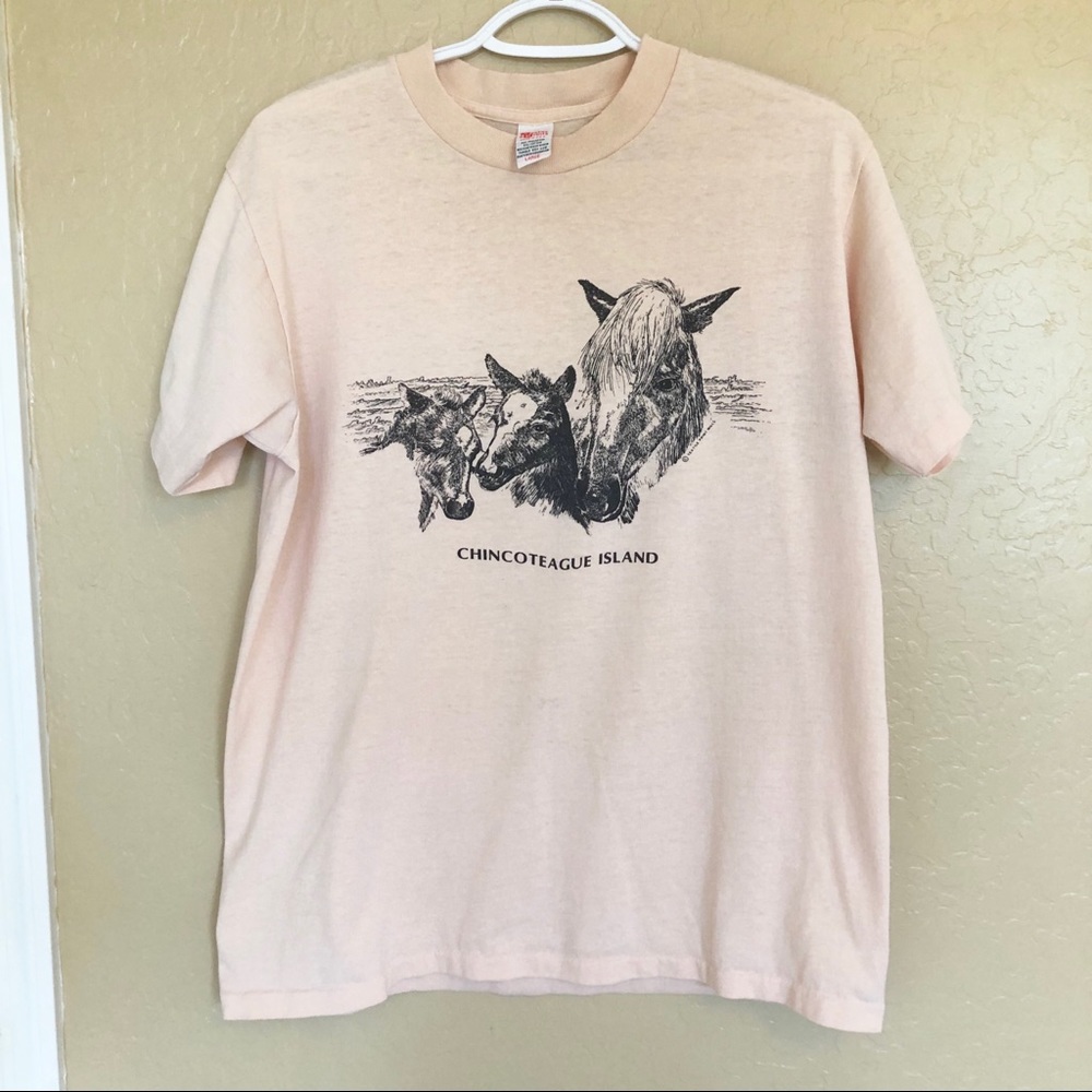 Vintage Horse Textile Prints T shirt - Size L